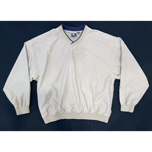 White Bear Microfiber Windshirt Pullover Beige Long Sleeve V-Neck Golf Wind XL